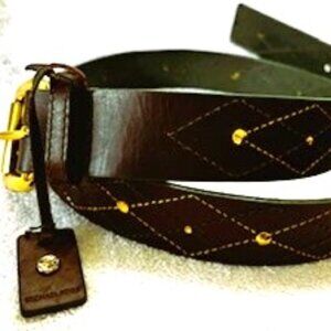 Michael Kors brown leather belt with gold accents Previously loved Size L